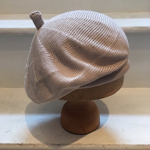 Beige Cotton Beret, Tofu Beret, Beige Cotton Tam, Stone Beret, Neutral Cotton Beret, Beige