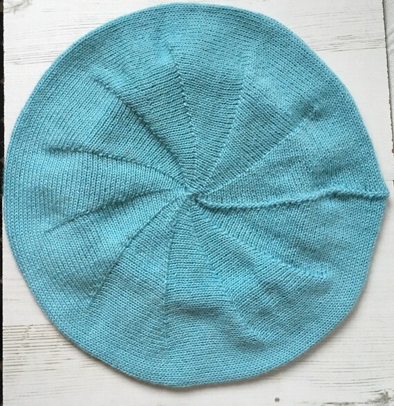 Aqua Knitted Beret, Blue Knit Beret, Light Blue Beret, Pale  display picture 1