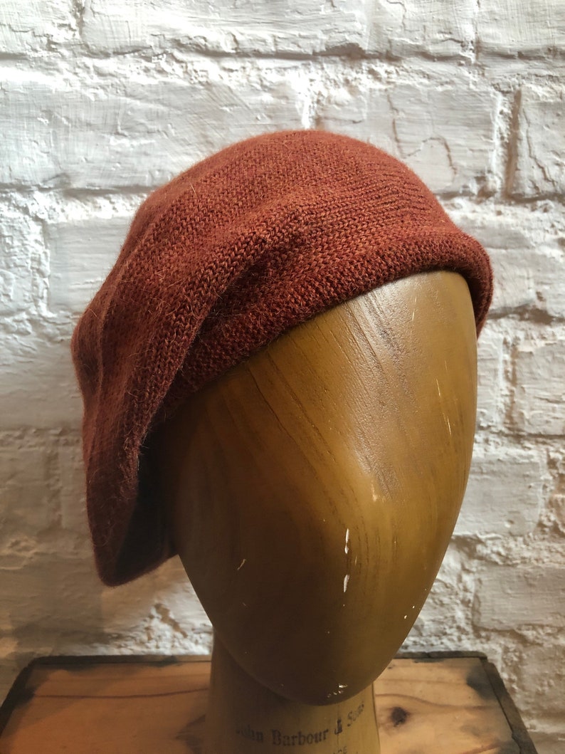 Brown Highlander Tam, Rust Scottish Bonnet, Men's Brown Tam, Brown Alpaca Tam, Rust Knitted Beret, UK Tam, Re-Enactor Scottish Bonnet image 5