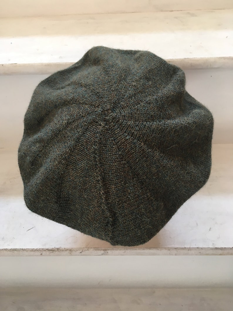 Dark Green Tam, Green Scottish Bonnet, Green Knit Beret, Green Alpaca Beret, Men's Green Tam, Men's Scots Tam, Highlander Bonnet, Unisex Tam image 6