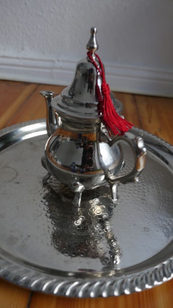 Moroccan teapot Silver traditional sleek Moroccan Teapot Etsy