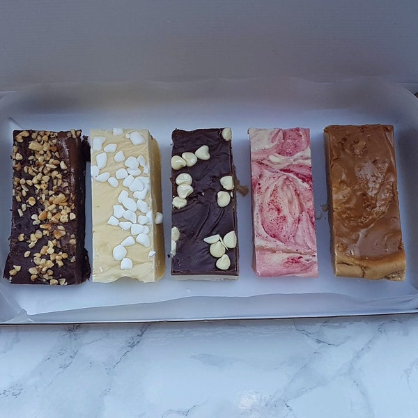 Pick and Mix Fudge box of 5 - Lotus, raspberry Salted caramel, honeycomb, cookie, chocolate and more