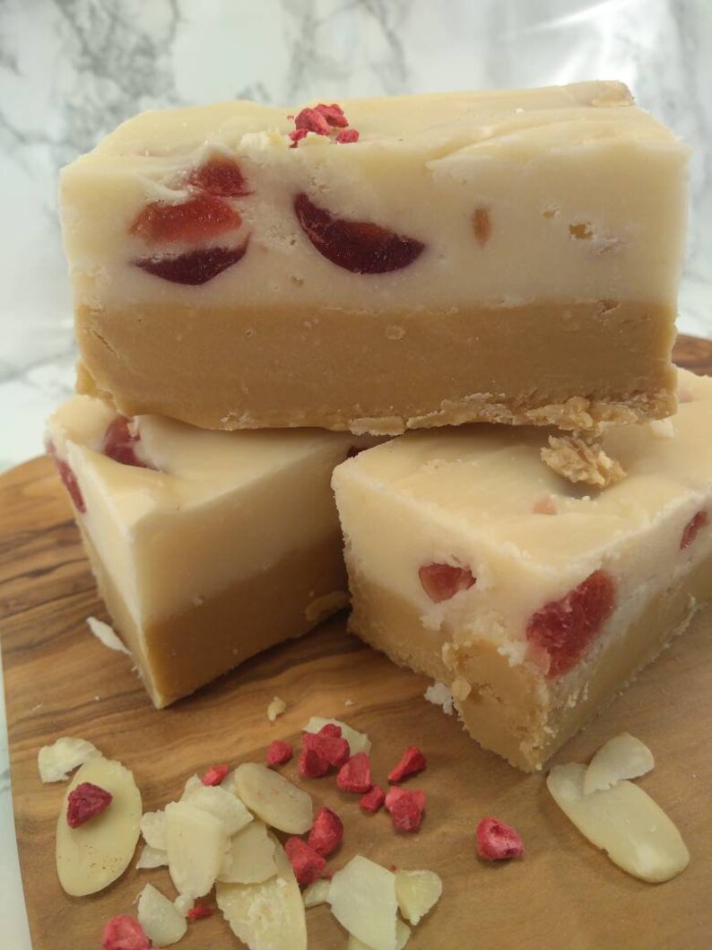 Cherry Bakewell tart fudge. Fudge block. 100g fudge block. Etsy