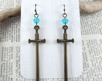 Fantasy Sword Earrings, Medieval Fantasy Unisex Jewelry, Geek Nerd Jewelry