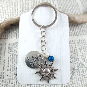Rapunzel Silver Sun Charm Keychain, Live Your Dream, Fairy Tale Princess, Fairytale Accessories