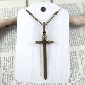 Bronze Sword Pendant Necklace, Fantasy Jewelry, Unisex Necklace, Medieval Charm, Bookish Gift, Nerd Wedding, Nerdy Gifts