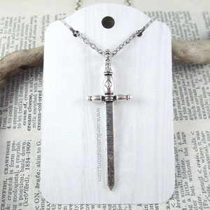 Silver Sword Pendant Necklace, Fantasy Jewelry, Unisex Necklace, Medieval Charm, Bookish Gift, Nerd Wedding, Nerdy Gifts