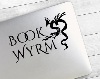 Book Wyrm Decal, Literary Decal, Bookish Things, Bookish Decal, Reader Gift, Laptop Decal, Car Decal, Vinyl Decal, Wall Decal