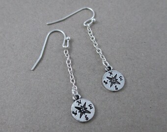 Compass Earrings - Silver