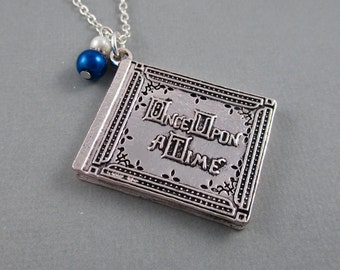 Once Upon a Time Story Book Charm Necklace - Silver Charm