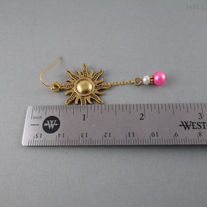 Rapunzel Gold Sun Earrings, Fairy Tale, Princess Jewelry, Princess Wedding Gift image 3