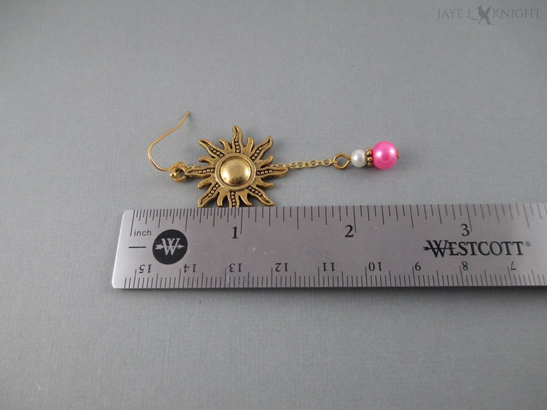 Rapunzel Gold Sun Earrings, Fairy Tale, Princess Jewelry, Princess Wedding Gift image 3