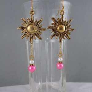 Rapunzel Gold Sun Earrings, Fairy Tale, Princess Jewelry, Princess Wedding Gift image 2