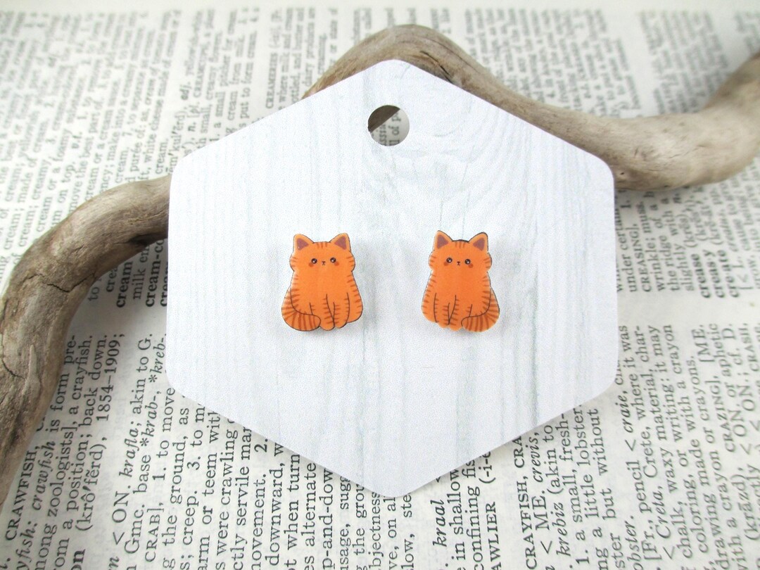 Orange Cat Earrings, Tabby Cat, Cat Mom Jewelry, Crazy Cat Lady Gift...