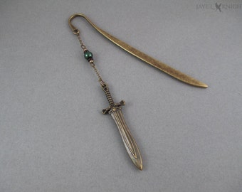 Marcador de gancho de espada de metal de bronce, regalos literarios librescos de fantasía, regalos para ella, regalos para él