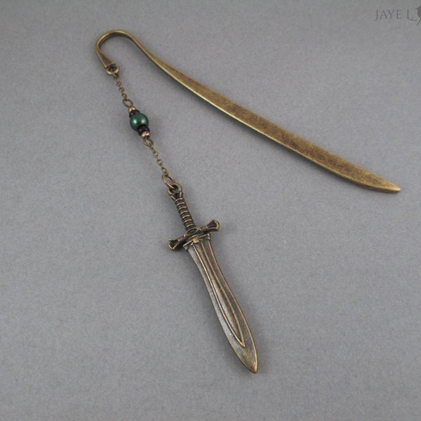 Bronze Metal Sword Hook Bookmark, Fantasy Bookish Literary Gifts, Gifts for Her, Gifts for Him