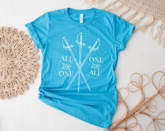 The Three Musketeers Shirt | Book Quote Shirt | All for One and One for All | Literary Shirt | Bookish Things | Literary Clothing