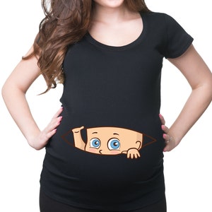 Maternity T Shirts Peeking Baby Board T-shirt T Shirts Mom - Etsy
