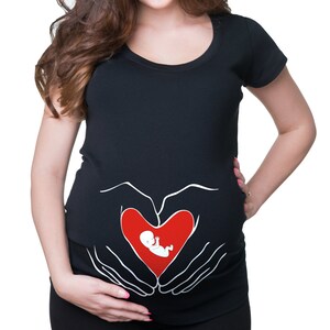 Maternity Tees Baby Heart Love T Shirt  Mom Funny Maternity Shirt For Pregnant  Gift