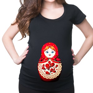 Maternity T-Shirt Matryoshka Doll Tee Shirt Russian Doll Pregnancy T-Shirt Baby Announcement