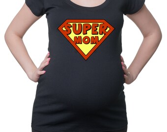 Pregnancy T-shirt  Super Mom Pregnancy Announcement Cute Maternity Top
