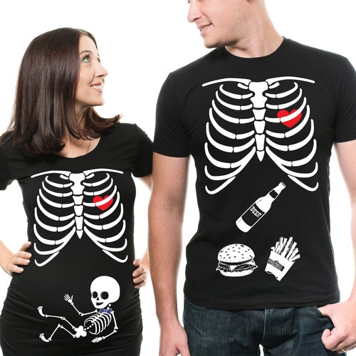 FIREFIGHTER Fireman X-Ray Baby Skeleton Ladies MATERNITY T-Shirt PREGNANCY Top 
