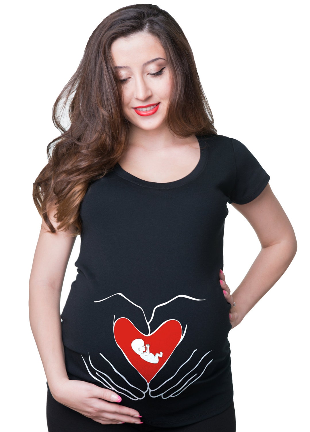 Maternity Tees Baby Heart Love T Shirt Mom Funny Maternity Etsy