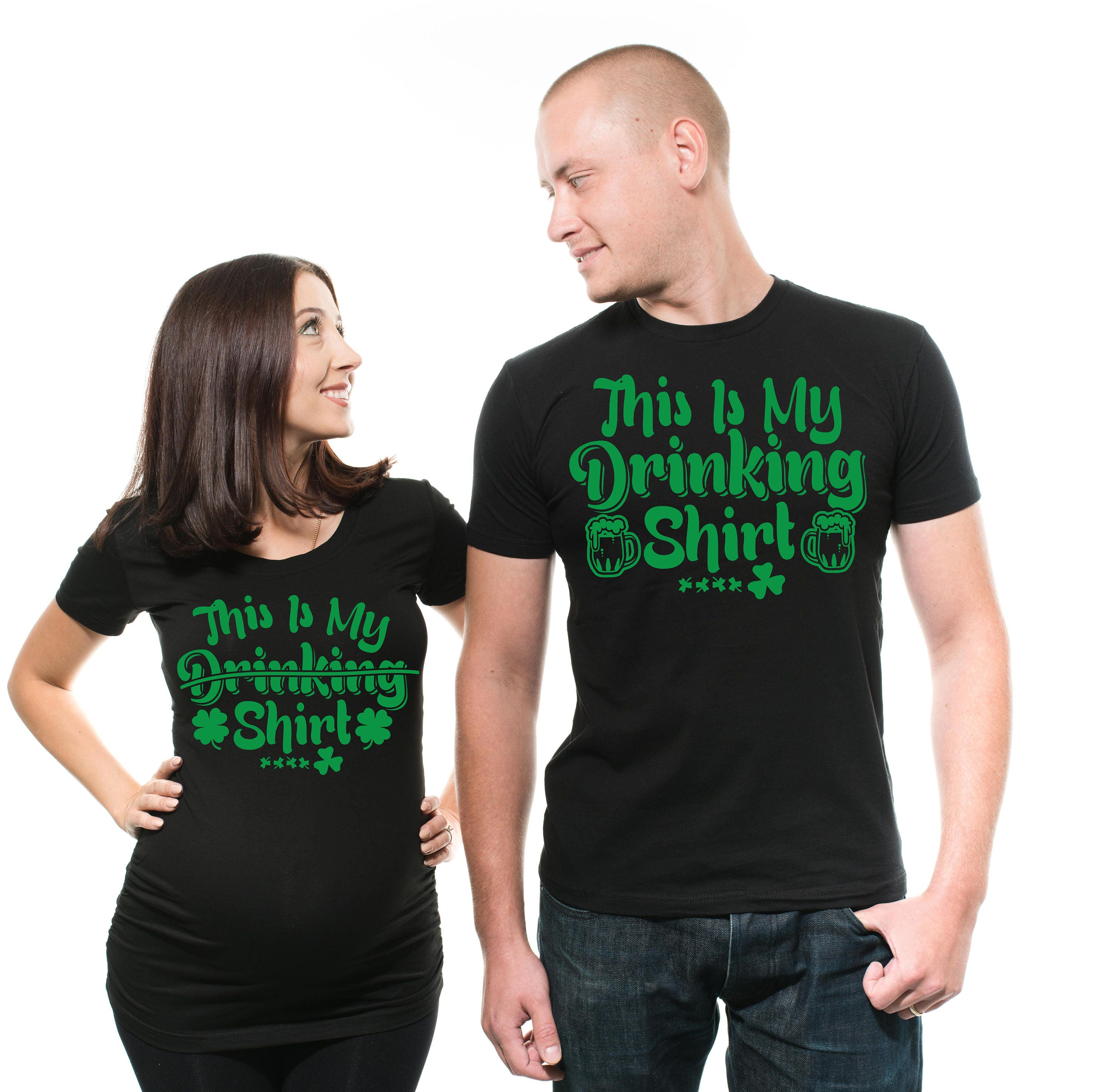 Irish I was Drinking St Patricks Day Pregnant Pregnancy Announcement Shirt