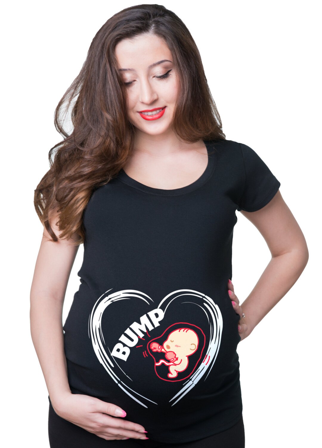 Funny Maternity Tshirt Pregnancy Top Birth Announcement Baby Kicking