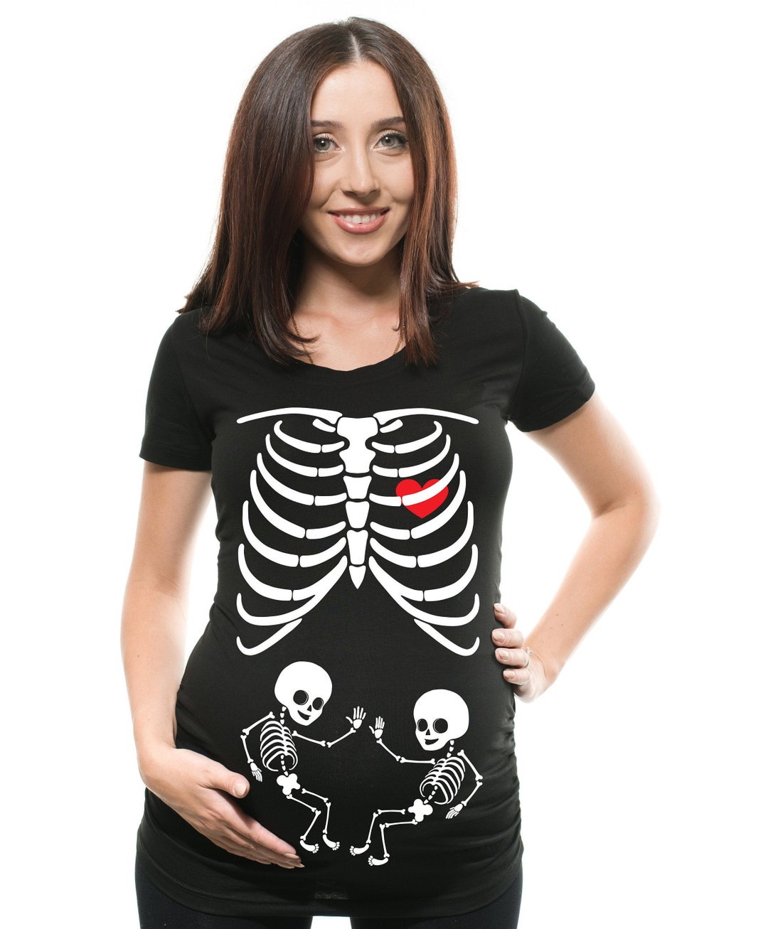 Maternity T-shirt Skeleton Cute Halloween Pregnancy Bump - Etsy