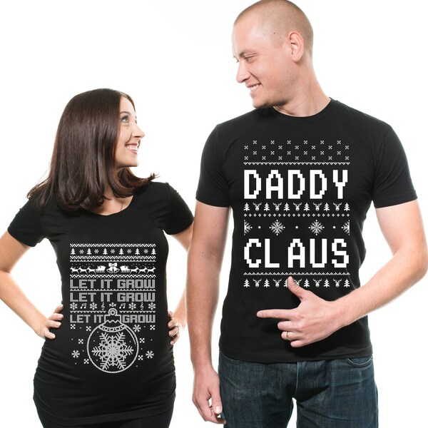 Christmas Maternity Couple Shirts Baby Announcement Christmas Shirt Christmas Pregnancy Announcement Couples Shirt