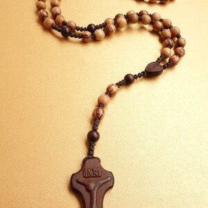 Knotted Olive Wood Rosary, Catholic Rosary, Olive wood beads from Nazareth,Five decade,Holy Rosary, Catholic Gift image 2