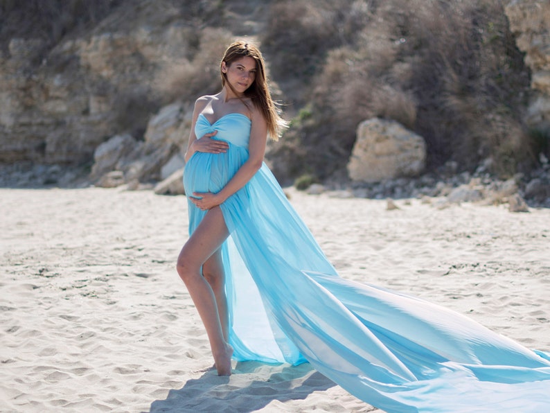 baby blue maternity maxi dress