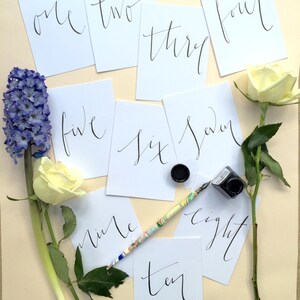 Set of 10 A5 Wedding Table Numbers in Handwritten Modern Calligraphy image 3