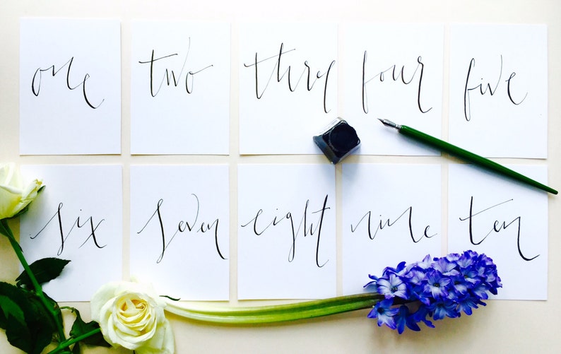 Set of 10 A5 Wedding Table Numbers in Handwritten Modern Calligraphy image 5
