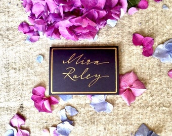 Gold & Navy Modern Calligraphy Place Cards, Name Cards, Escort Cards, Seat Names, Place Settings