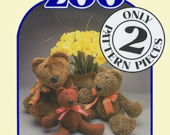 Bear Family 2-piece patterns PDF by Carols Zoo - perfect craft project for Beginners and Kids! Clear instructions! includes 3 sizes.