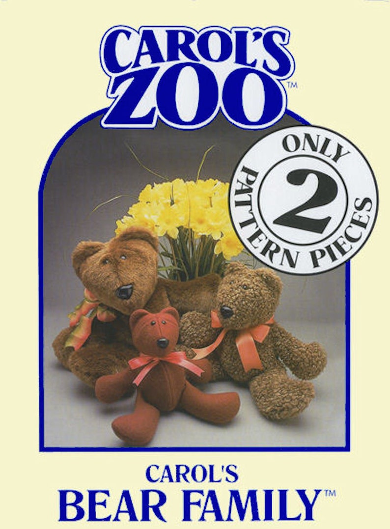 Bear Family 2-piece pattern PDF by Carols Zoo perfect craft project for Beginners and Kids Easy and fast clear instructions image 1