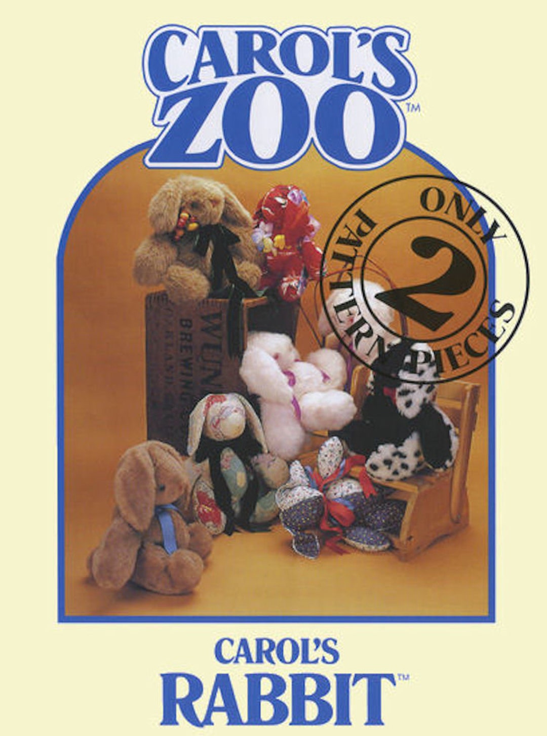 Rabbit 2piece Pattern PDF by Carols Zoo Perfect Craft Project for
