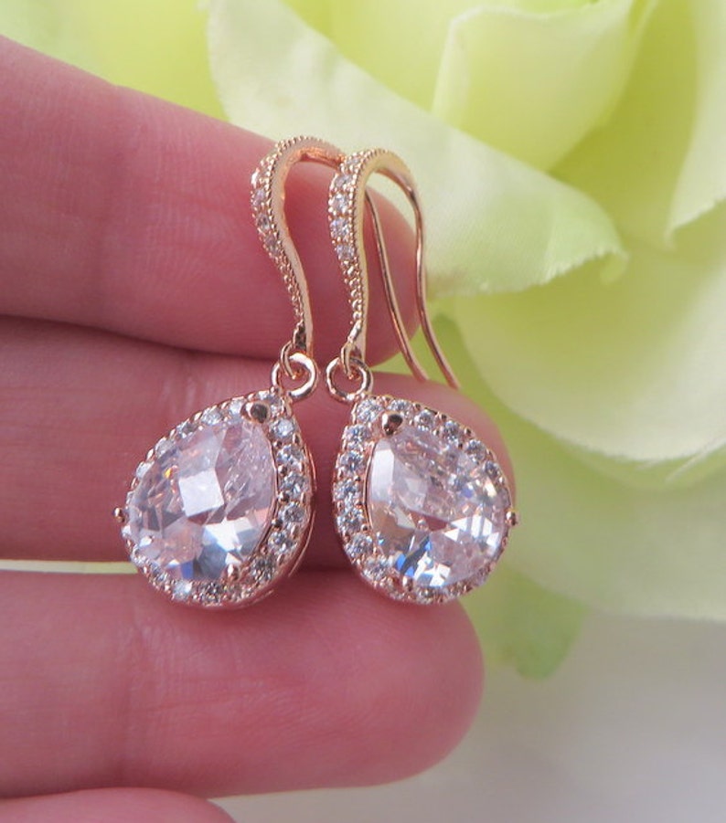 Rose Gold CZ Cubic Zirconia Pinkbridal Jewelry Bride - Etsy