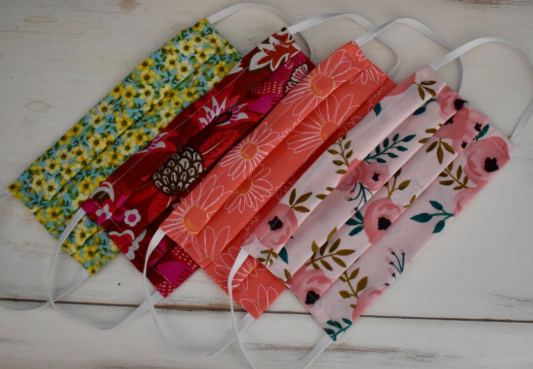 Floral Face Masks With Filter Pocket and Wire Nose Etsy