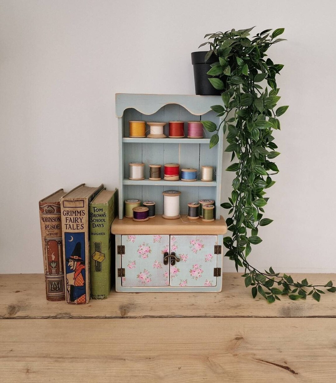 Wood Shelves With Cupboard. Shelving for Knick Knacks. Small Welsh
