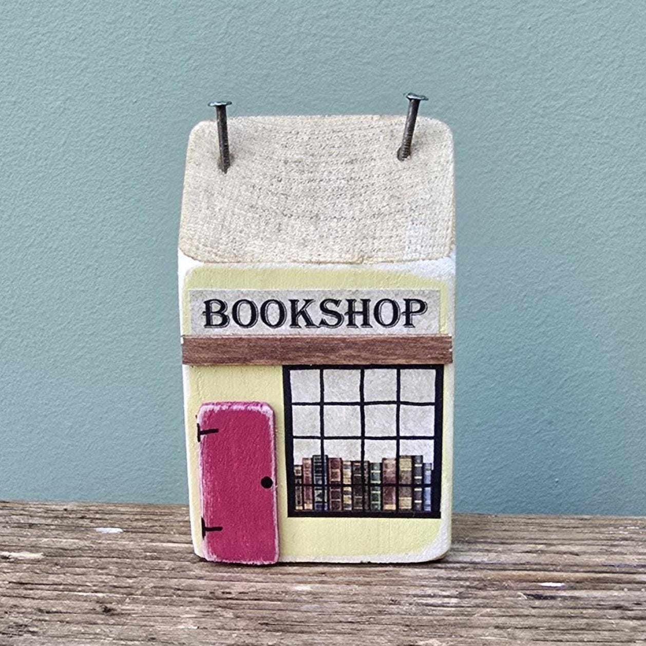 Miniature bookshop. Wooden book shop model. Gift for book lovers. Bookshop diorama. Tiny book shop ornament. Reading gift. Love to read