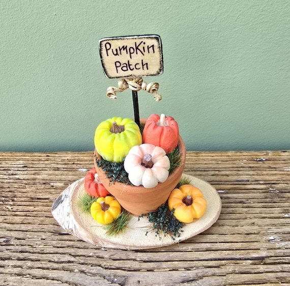 Pumpkin Patch Plant Pot on a Log Slice. Autumn Decoration. Halloween  Ornament. Polymer Clay Pumpkins. Woodland. Fall Decor. Pumpkin Garden - Etsy