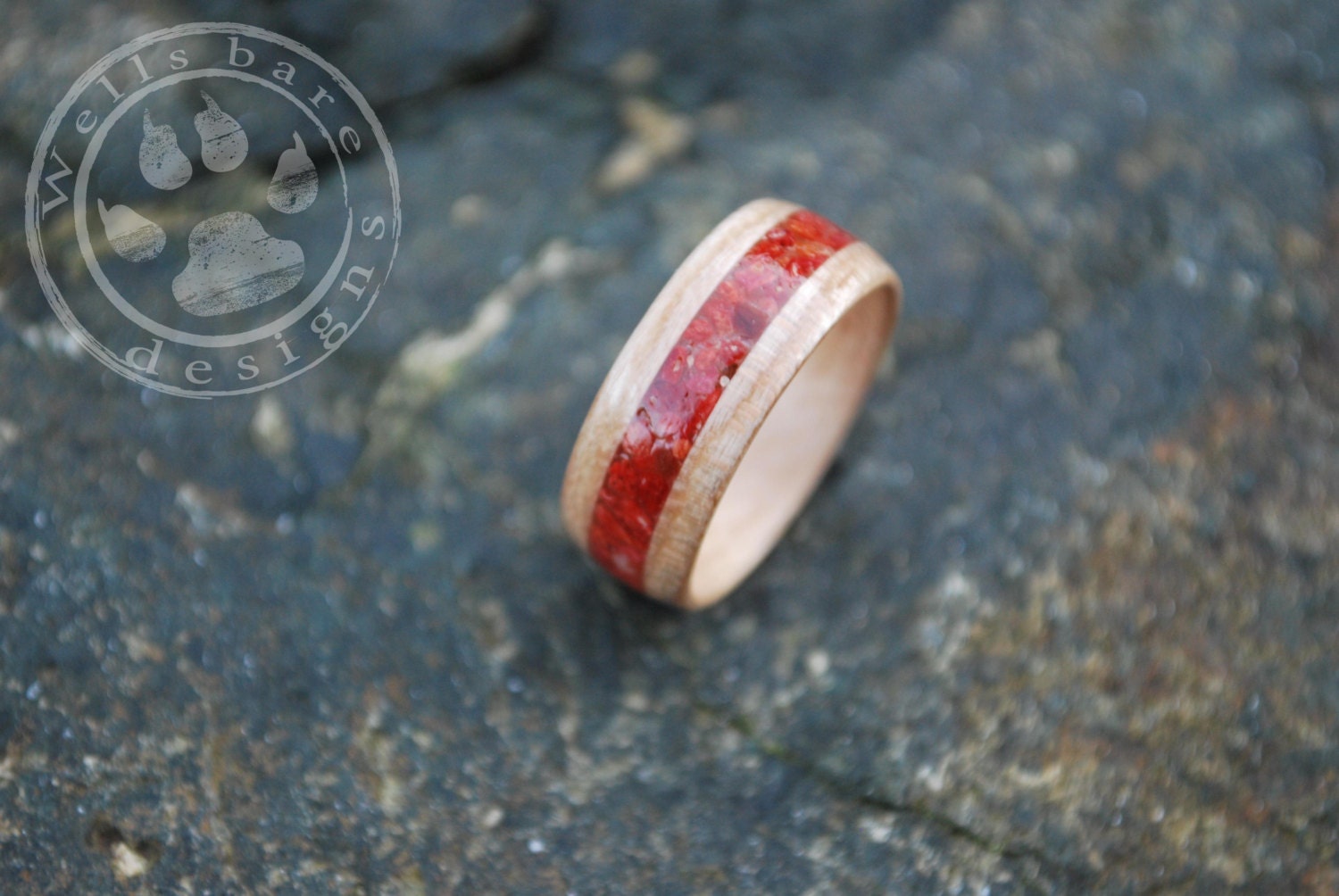 Wood Ring Bent Wood Ring White Oak Wood Ring Wood Inlay - Etsy Canada