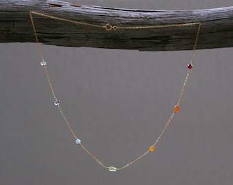 SUKHA Chakra Necklace,7 Chakra gemstone necklace,dainty healing necklace, Yoga Necklace,Chakra alignment necklace,chakra healing crystal