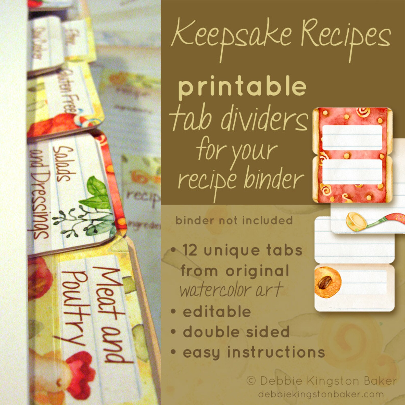 DIY Editable Keepsake Recipe Tabs Set of 12 Coordinates With Etsy Canada