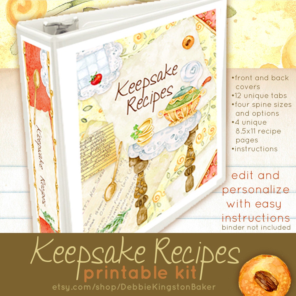 Keepsake Recipes Printables Kit for Your Binder Etsy
