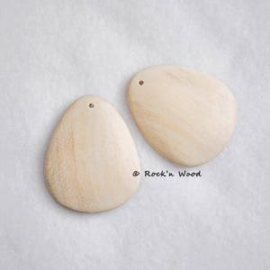 Set of 6 - Unfinished Wooden Pendants - Teardrop - Natural Wood, Jewelry Supply, Craft Blanks