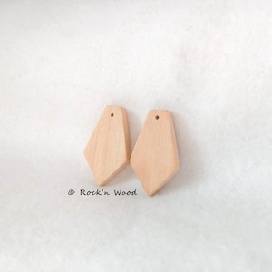 Set of 10 - Unfinished Wooden Pendants - Diamond - Natural Wood, Jewelry Supply, Craft Blanks
